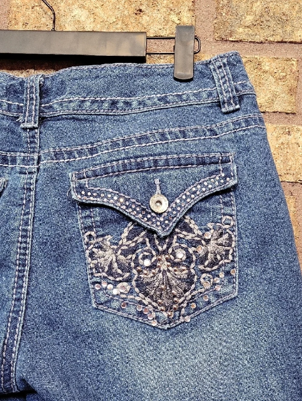 Nine West Denim Rolled Cuff Women's Shorts Size 6 Flap Pockets